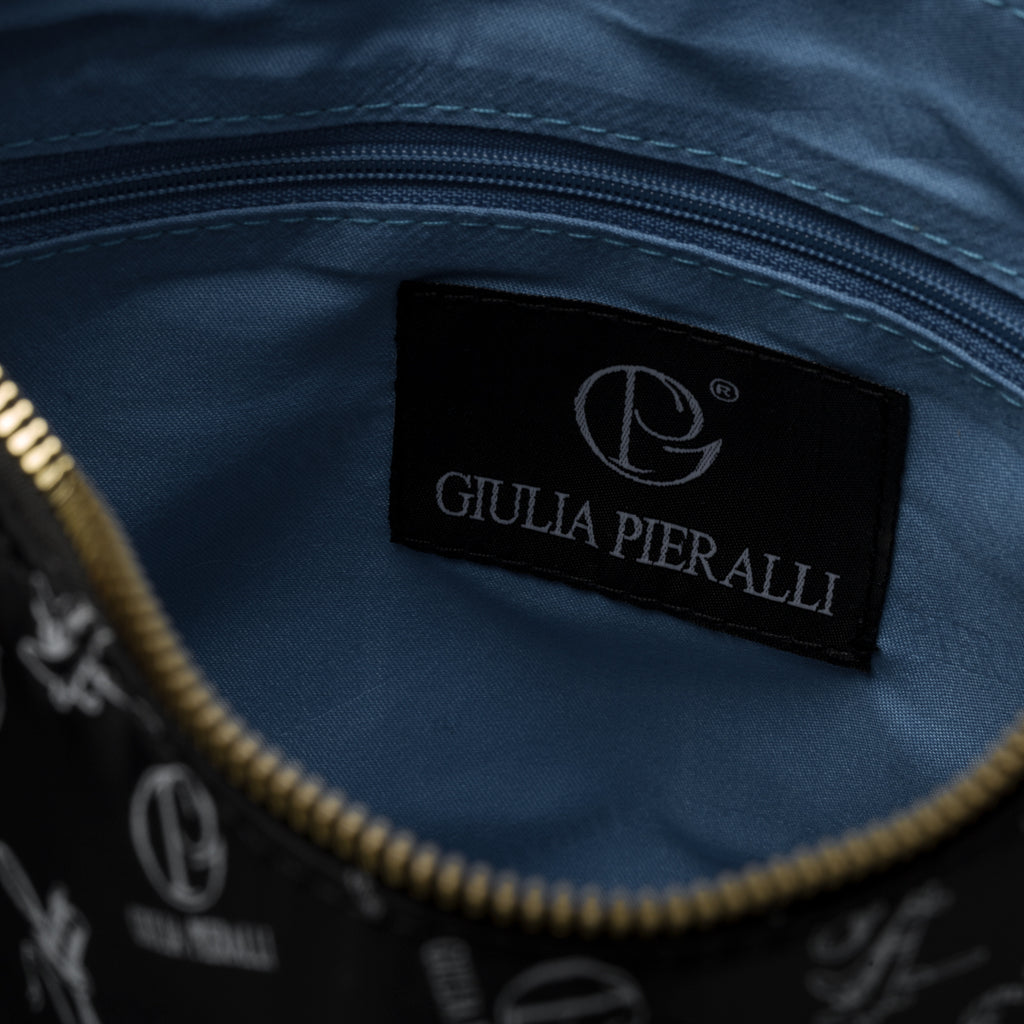 Borsa a tracolla nera con logo a contrasto Giulia Pieralli