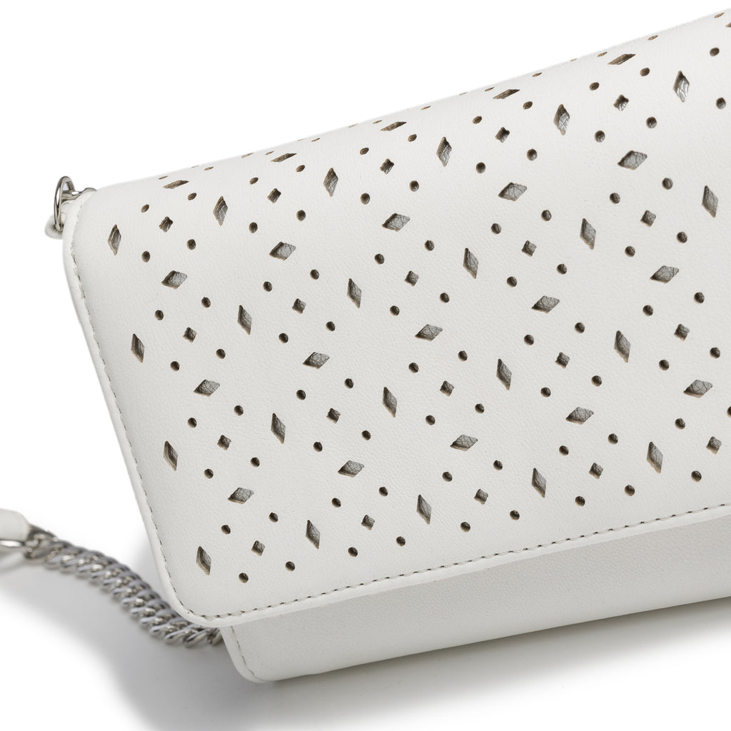 Borsa a tracolla bianca effetto traforato Lora Ferres