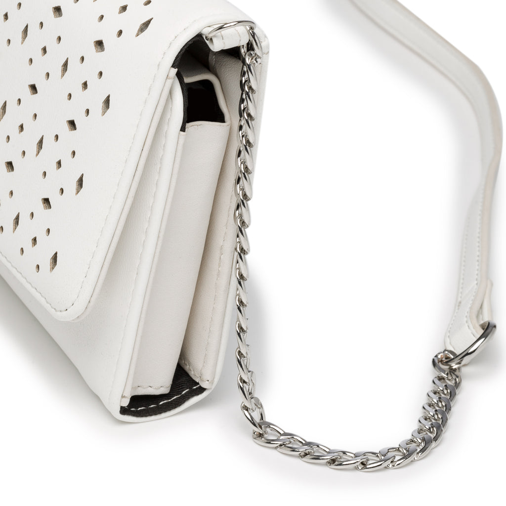 Borsa a tracolla bianca effetto traforato Lora Ferres