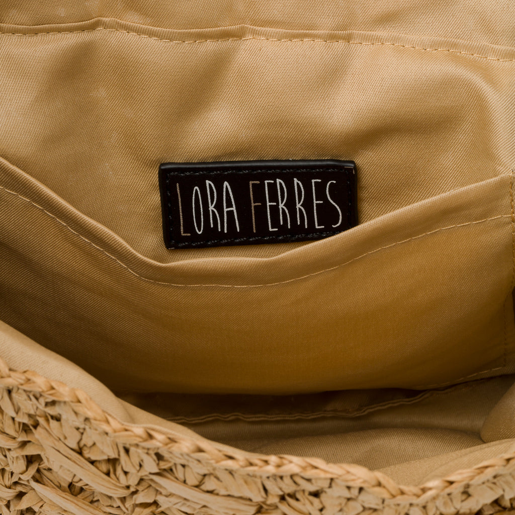 Borsa a tracolla beige effetto paglia Lora Ferres