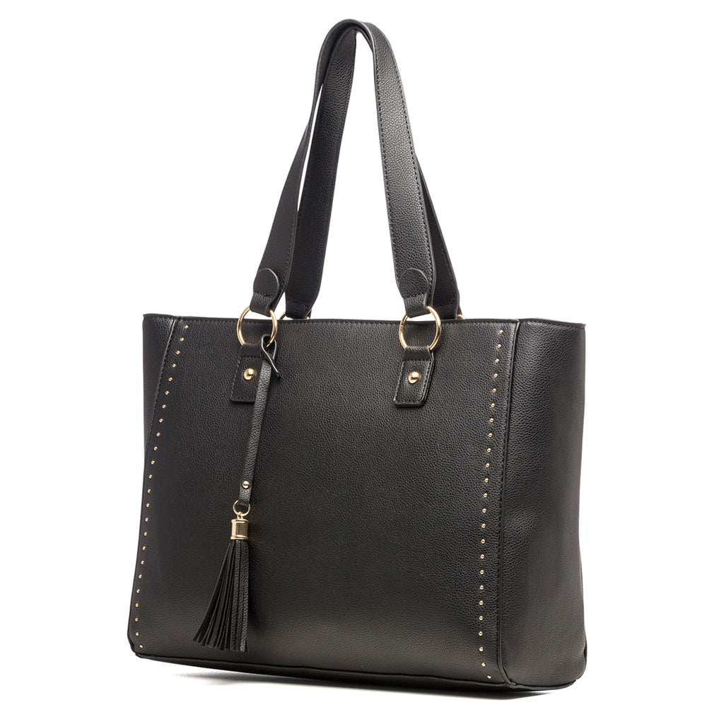 Borsa a spalla nera con piccole borchie Lora Ferres