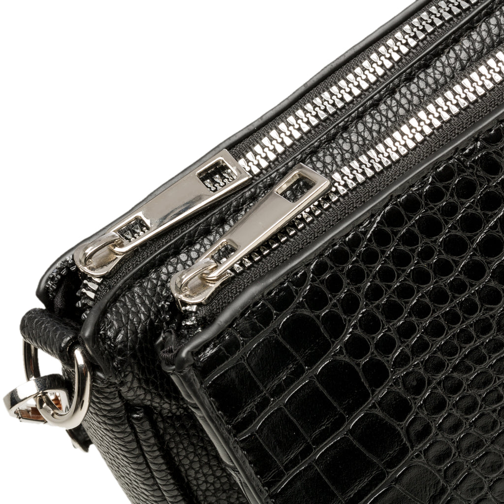 Borsa a tracolla nera effetto cocco con borsello Lora Ferres