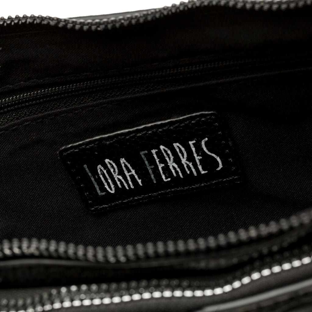Borsa a tracolla nera effetto cocco con borsello Lora Ferres