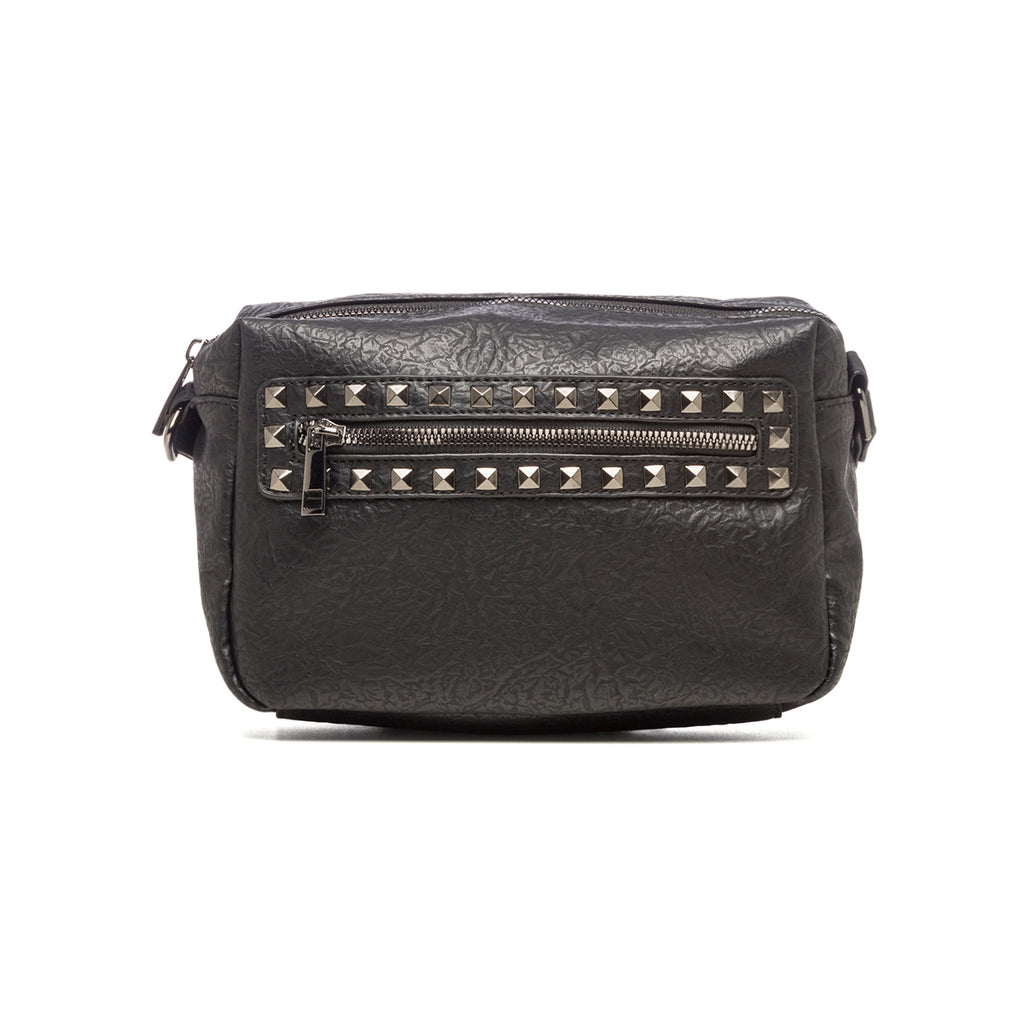 Borsa a tracolla nera con borchie a piramide Lora Ferres