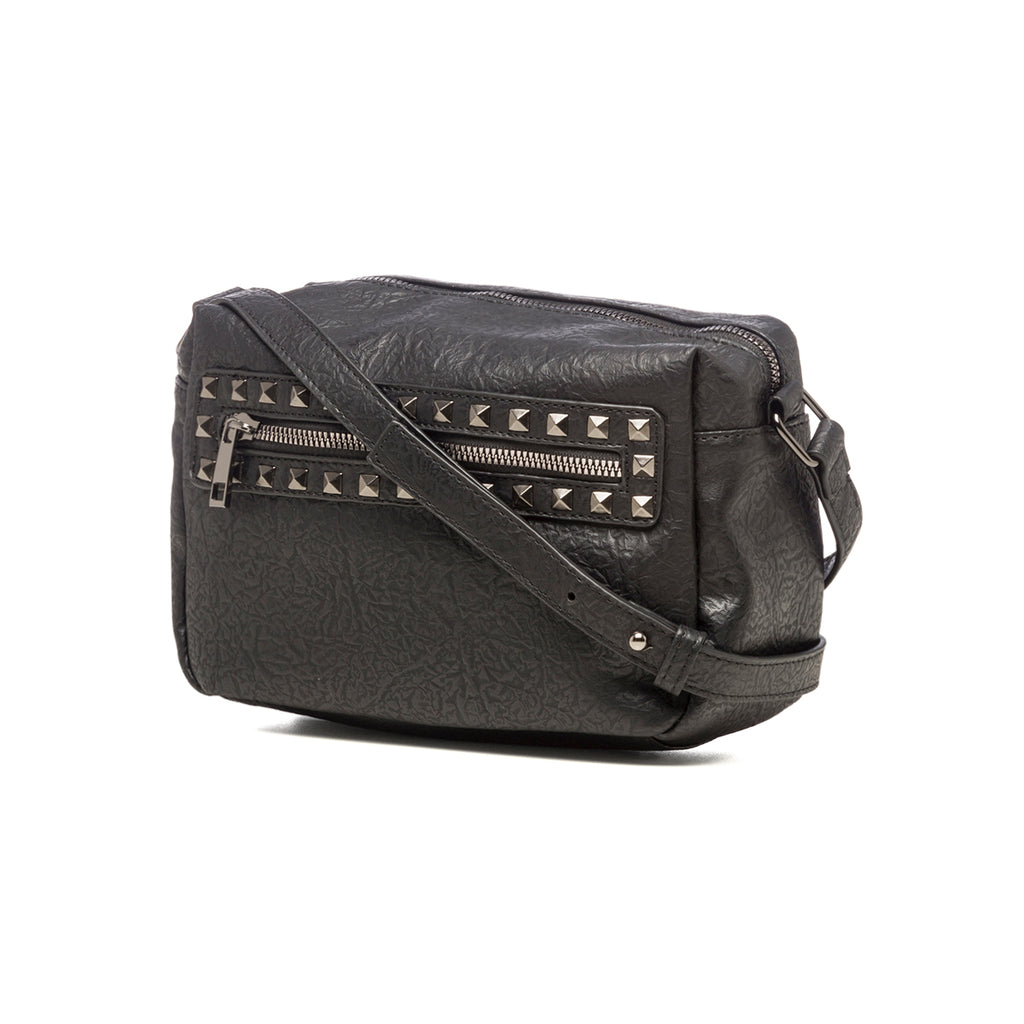 Borsa a tracolla nera con borchie a piramide Lora Ferres