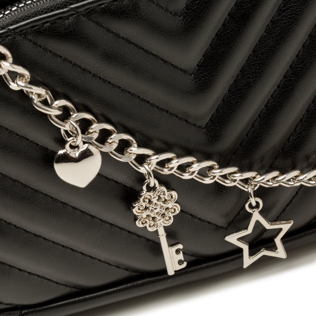 Borsa a tracolla nera effetto trapuntato Lora Ferres