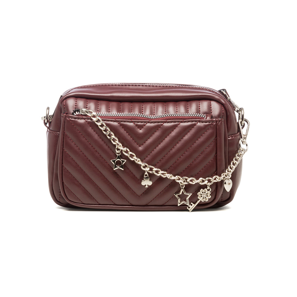 Borsa a tracolla bordeaux effetto trapuntato Lora Ferres