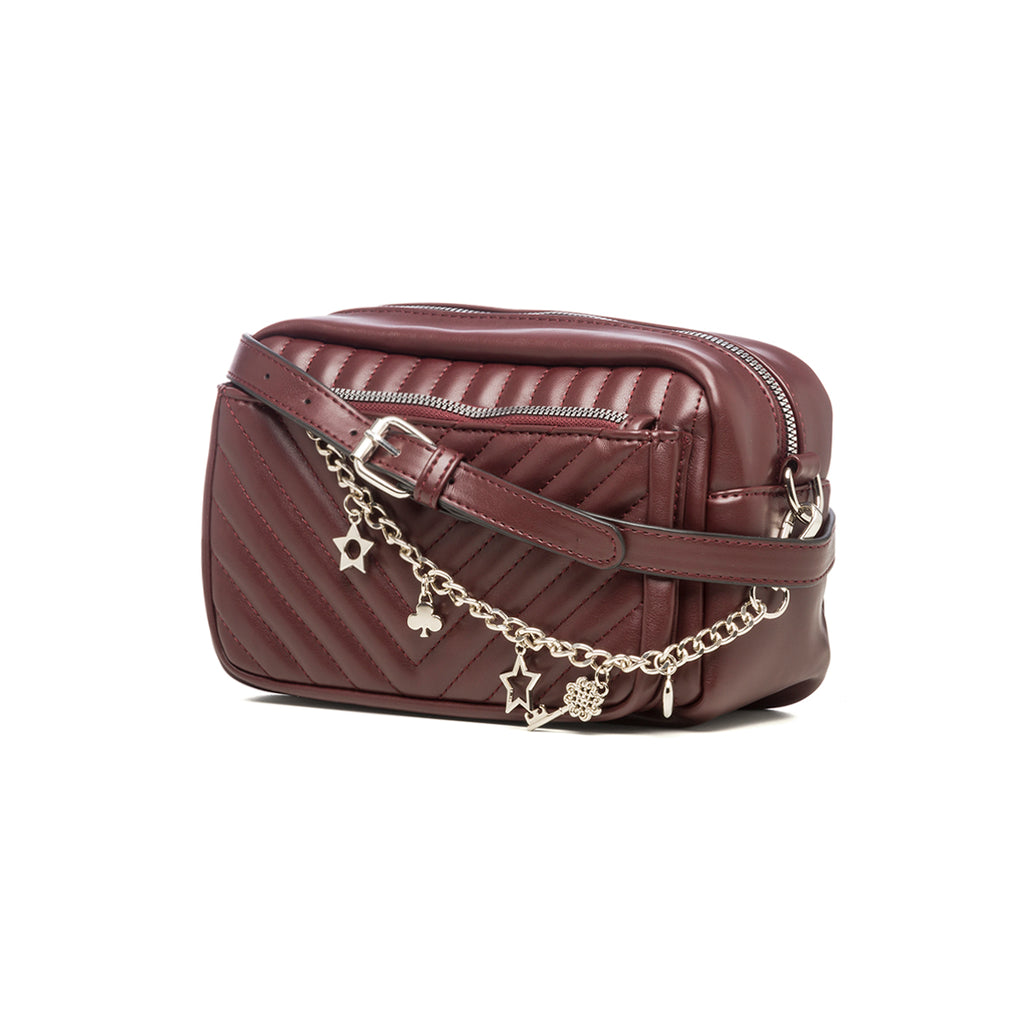 Borsa a tracolla bordeaux effetto trapuntato Lora Ferres