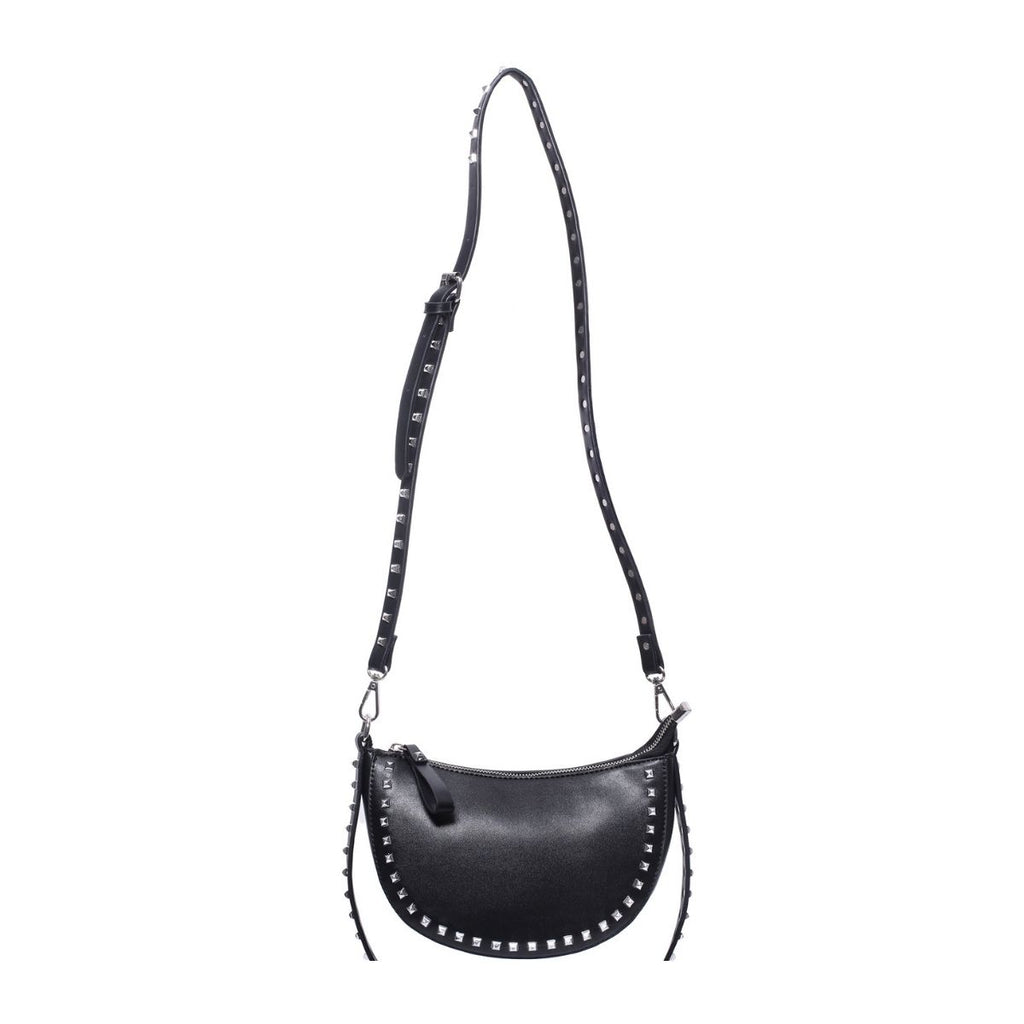 Borsa a tracolla nera con borchie a piramide Lora Ferres