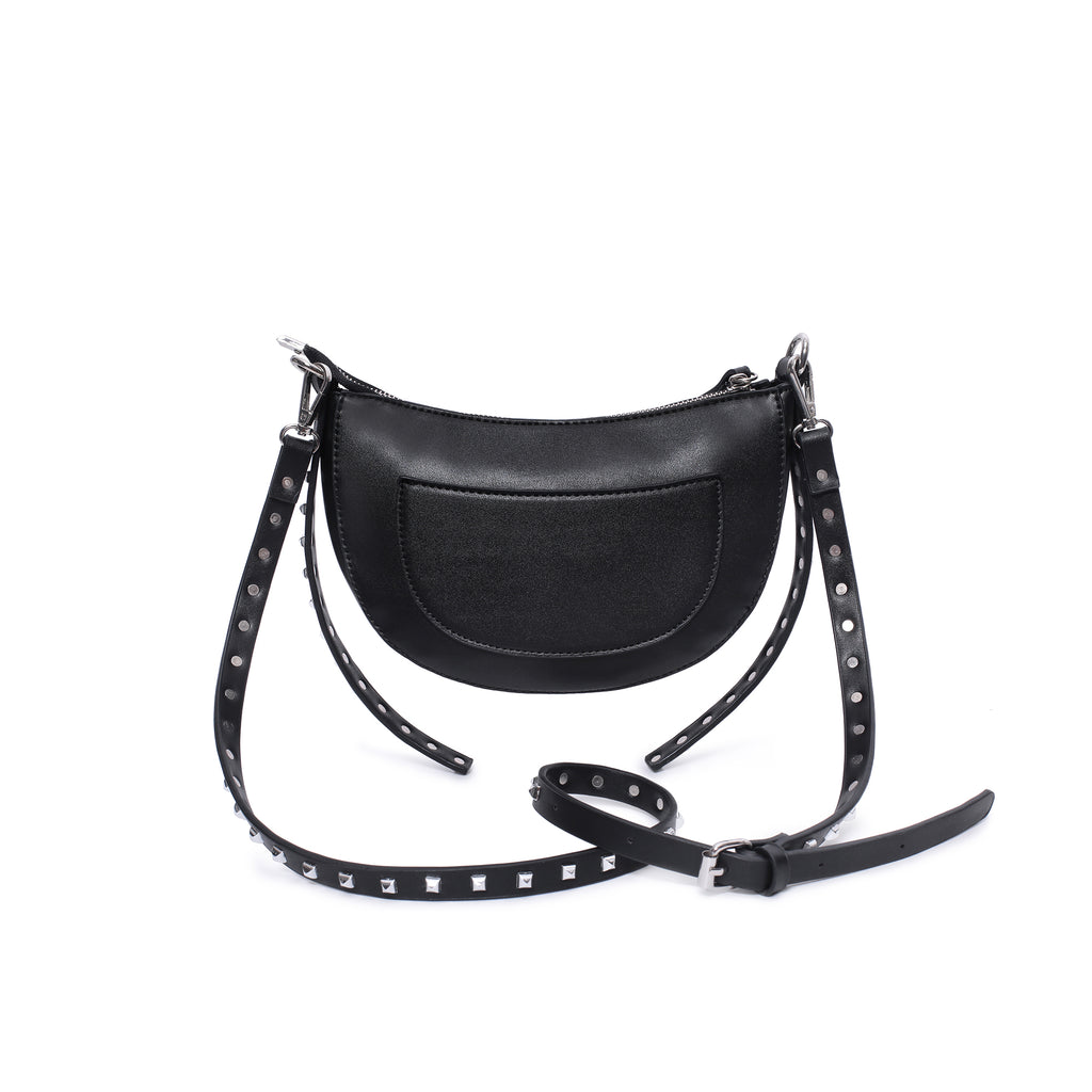 Borsa a tracolla nera con borchie a piramide Lora Ferres