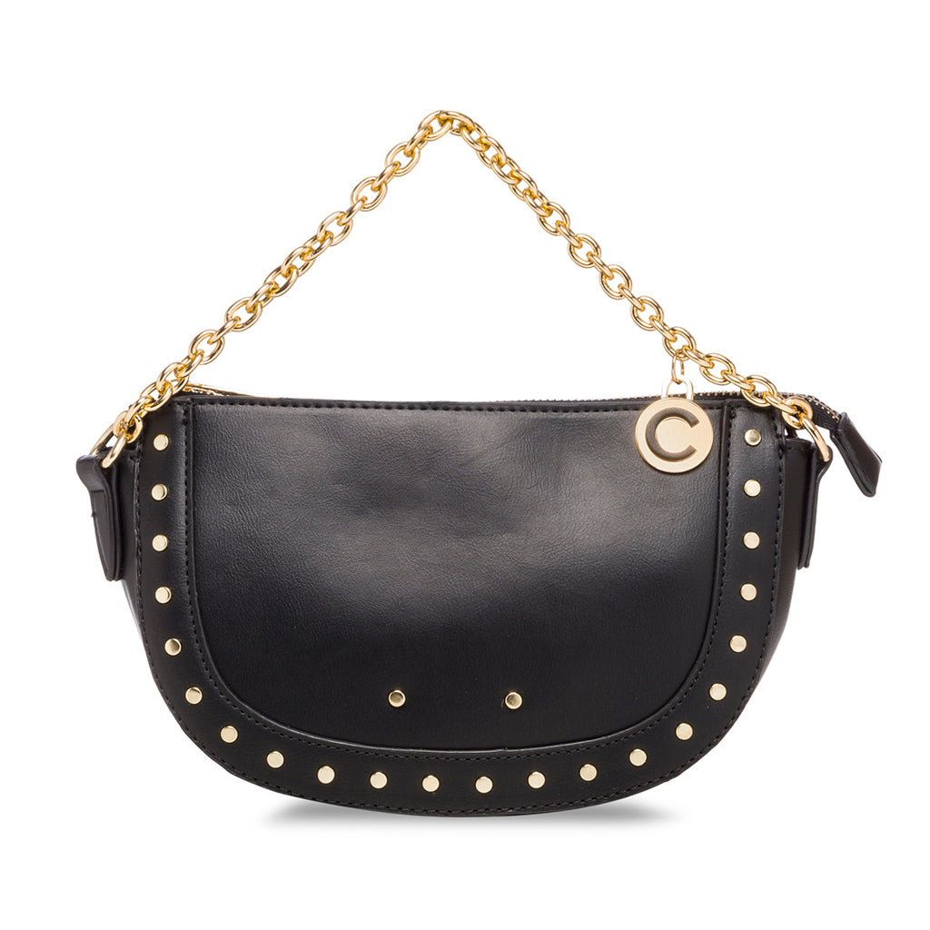 Borsa a tracolla nera con piccole borchie Carrera Jeans Sofia