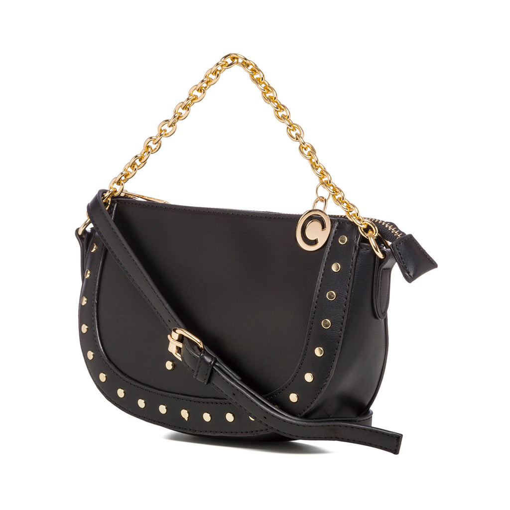Borsa a tracolla nera con piccole borchie Carrera Jeans Sofia