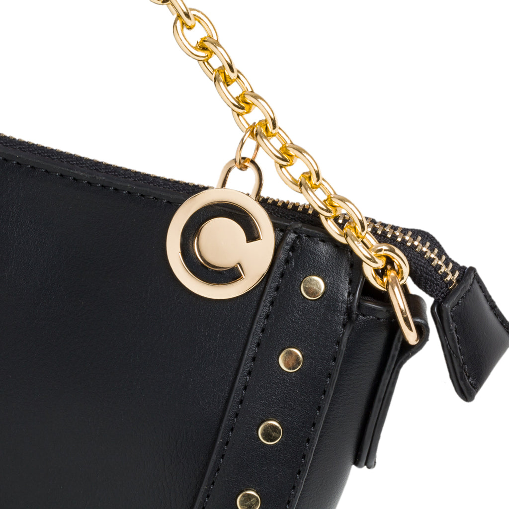 Borsa a tracolla nera con piccole borchie Carrera Jeans Sofia