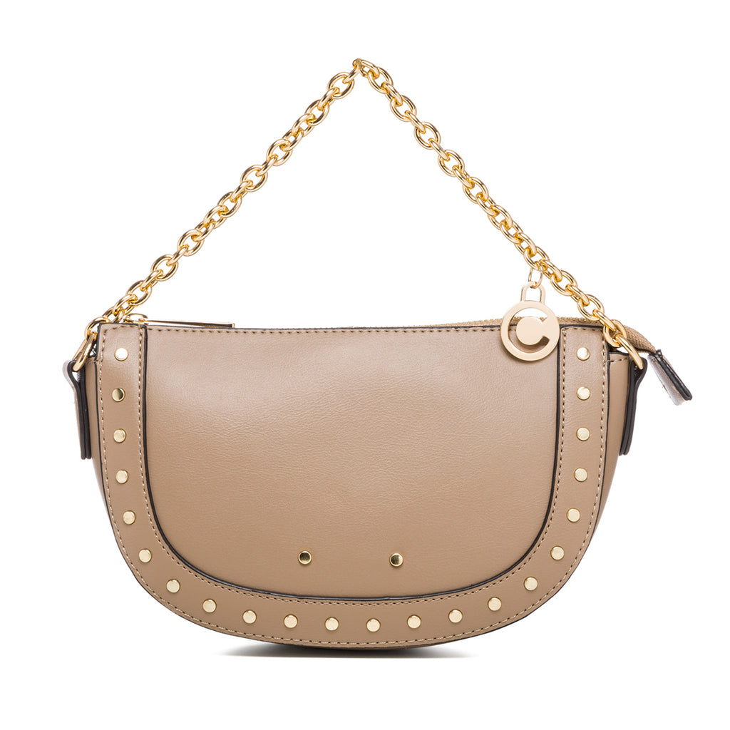 Borsa a tracolla beige con piccole borchie Carrera Jeans Sofia