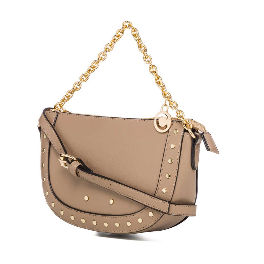 Borsa a tracolla beige con piccole borchie Carrera Jeans Sofia