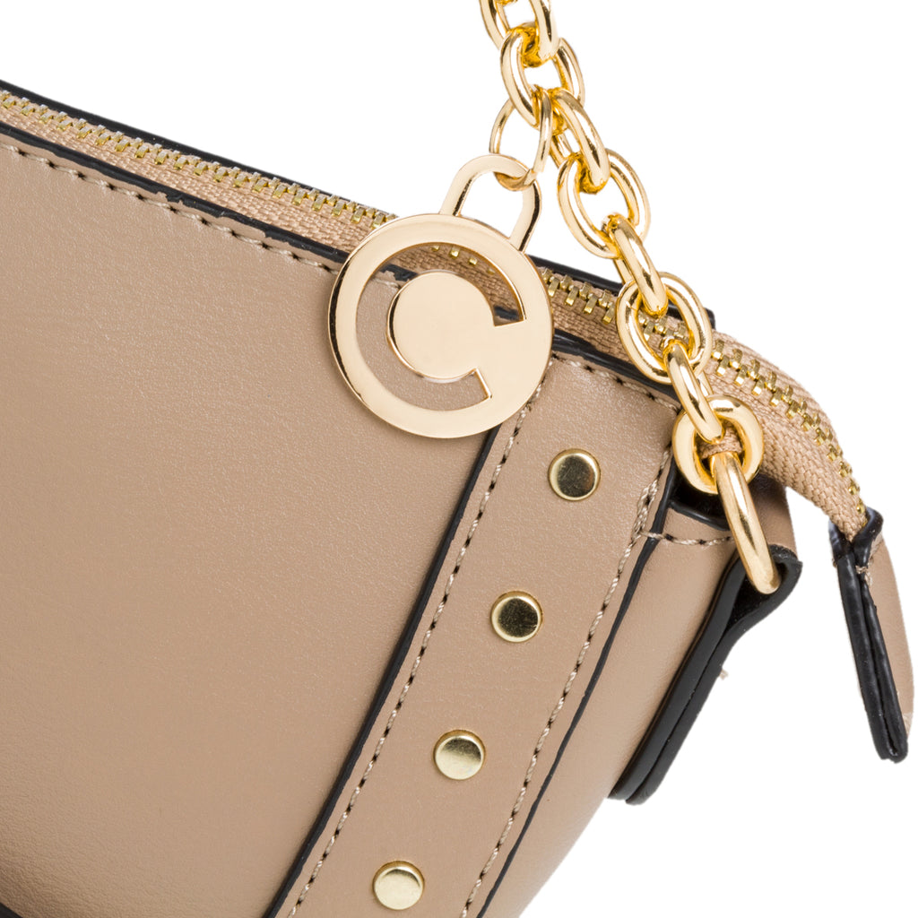 Borsa a tracolla beige con piccole borchie Carrera Jeans Sofia