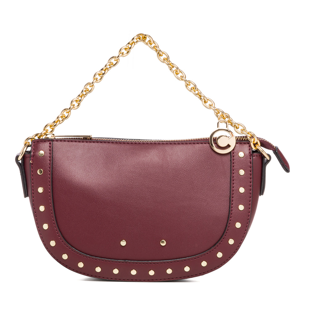 Borsa a tracolla bordeaux con piccole borchie Carrera Jeans Sofia