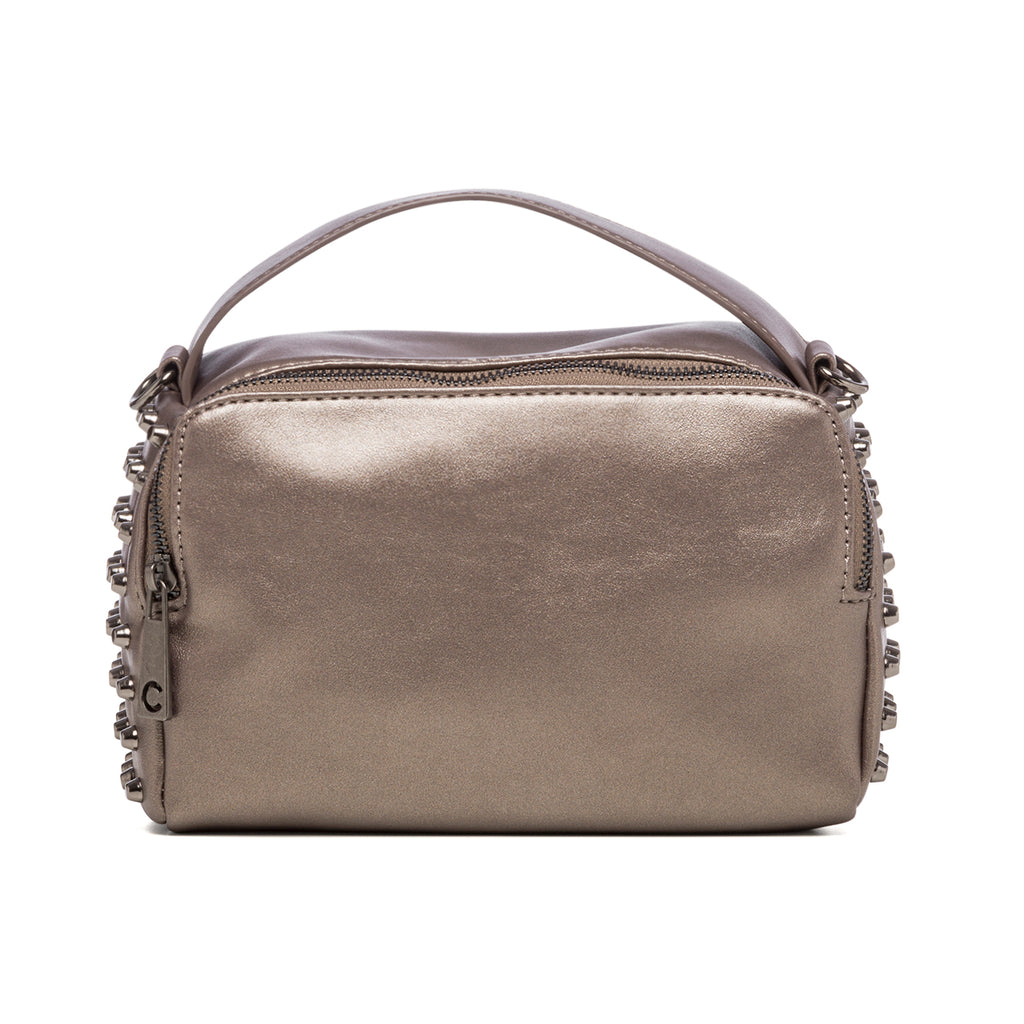 Borsa a tracolla color argento con borchie Carrera Jeans Evelyn