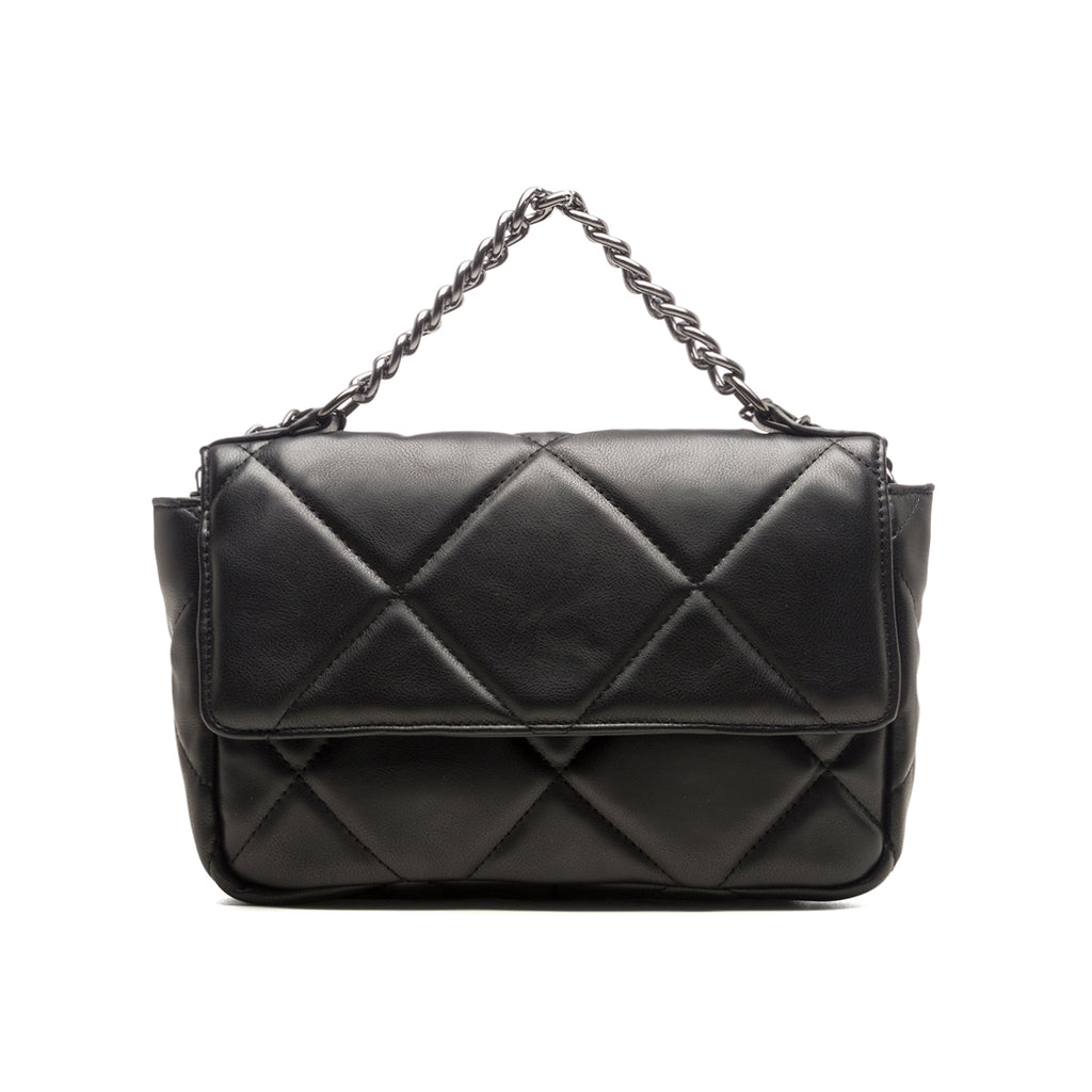 Borsa a tracolla nera effetto trapuntato Lora Ferres