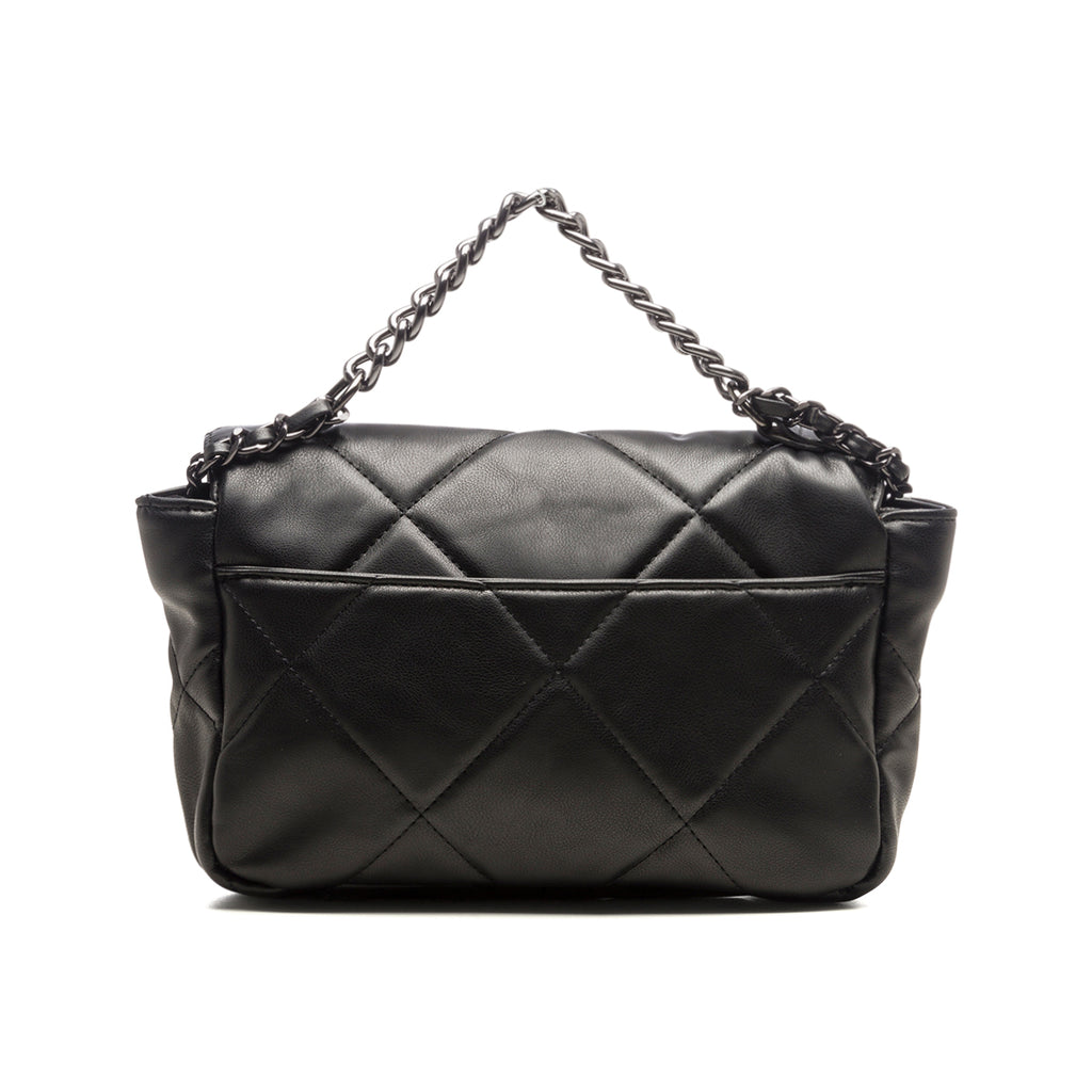 Borsa a tracolla nera effetto trapuntato Lora Ferres