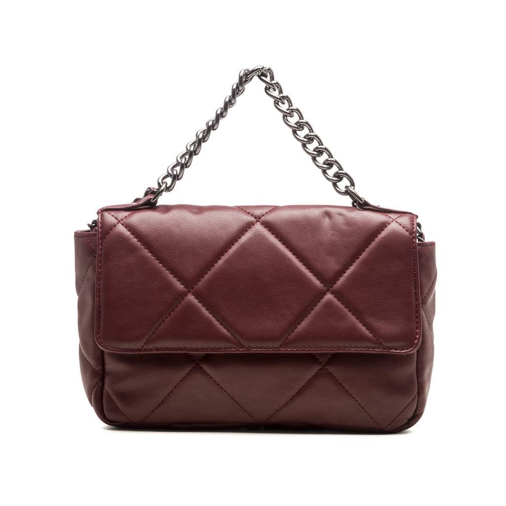 Borsa a tracolla bordeaux effetto trapuntato Lora Ferres