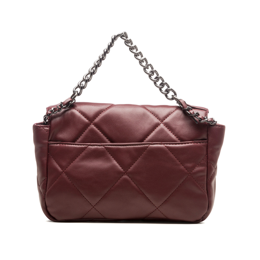 Borsa a tracolla bordeaux effetto trapuntato Lora Ferres