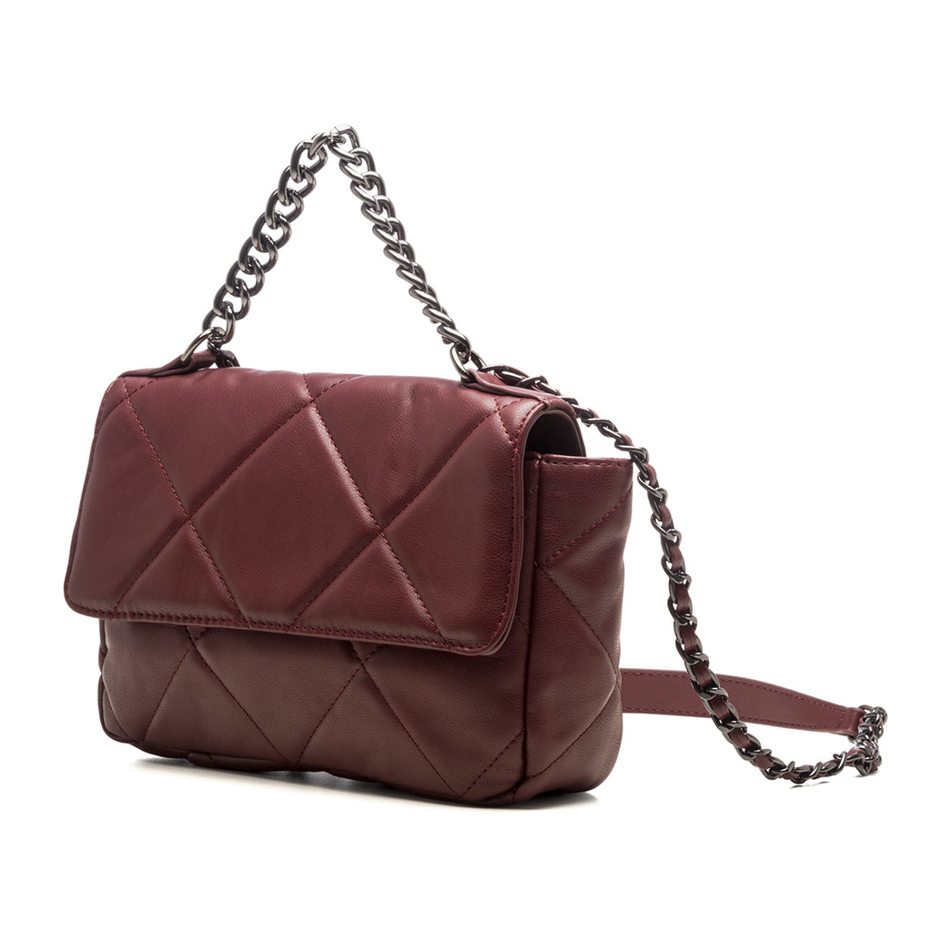 Borsa a tracolla bordeaux effetto trapuntato Lora Ferres