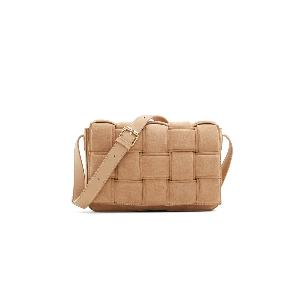 Borsa a tracolla beige in pelle vegana effetto intrecciato Call It Spring Weaved