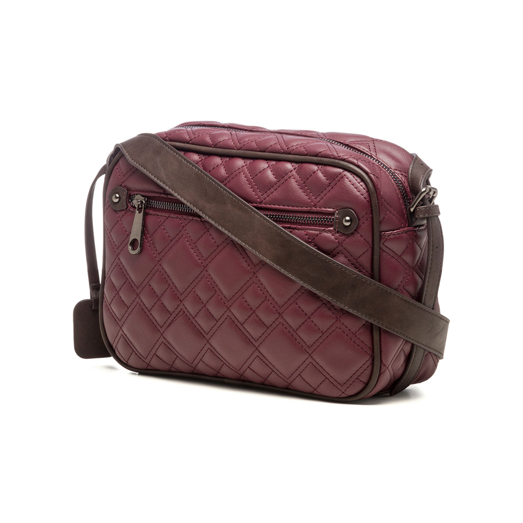 Borsa a tracolla bordeaux effetto trapuntato Lumberjack Harley