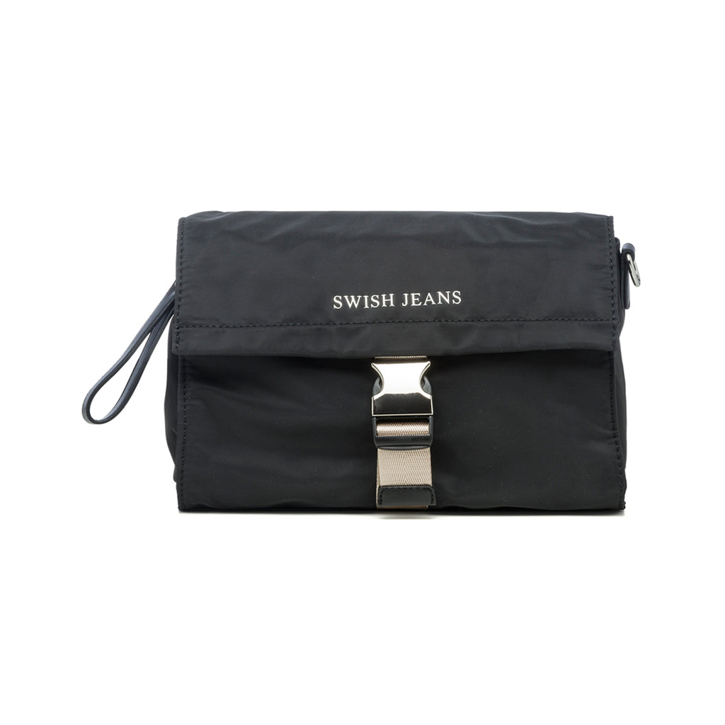 Borsa a tracolla nera in nylon Swish Jeans Sheila
