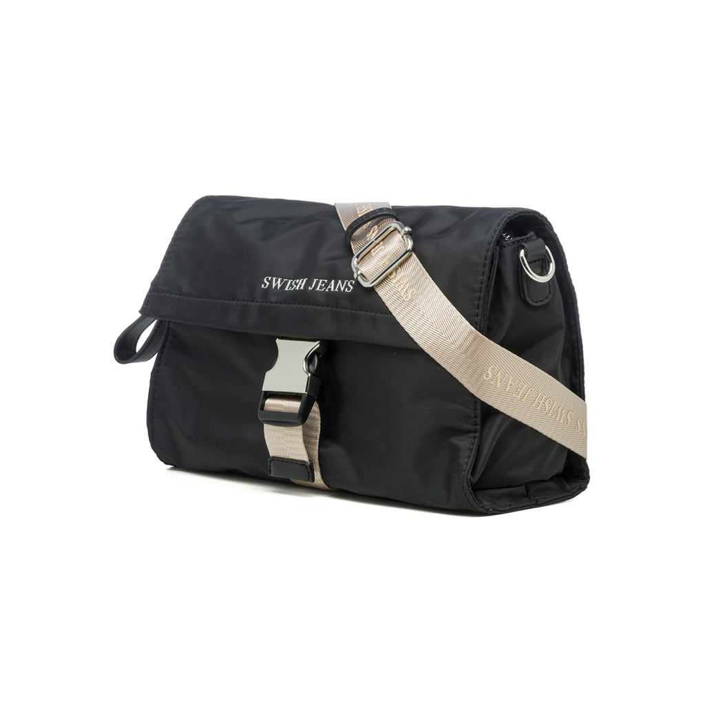 Borsa a tracolla nera in nylon Swish Jeans Sheila