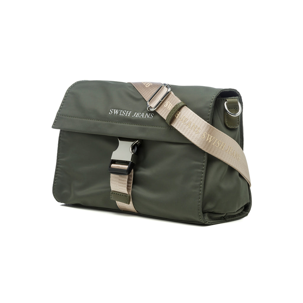 Borsa a tracolla verde in nylon Swish Jeans Sheila