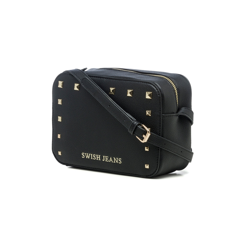 Borsa a tracolla nera con borchie a piramide Swish Jeans Egla