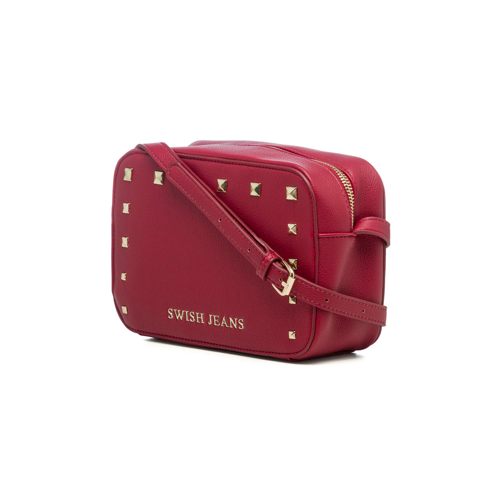 Borsa a tracolla rossa con borchie a piramide Swish Jeans Egla