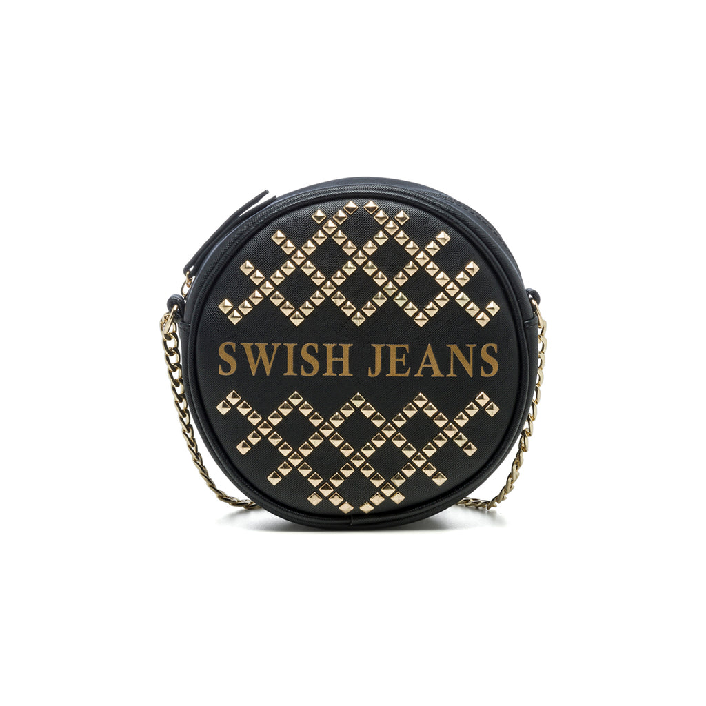 Borsa a tracolla nera con borchie a piramide Swish Jeans Thot