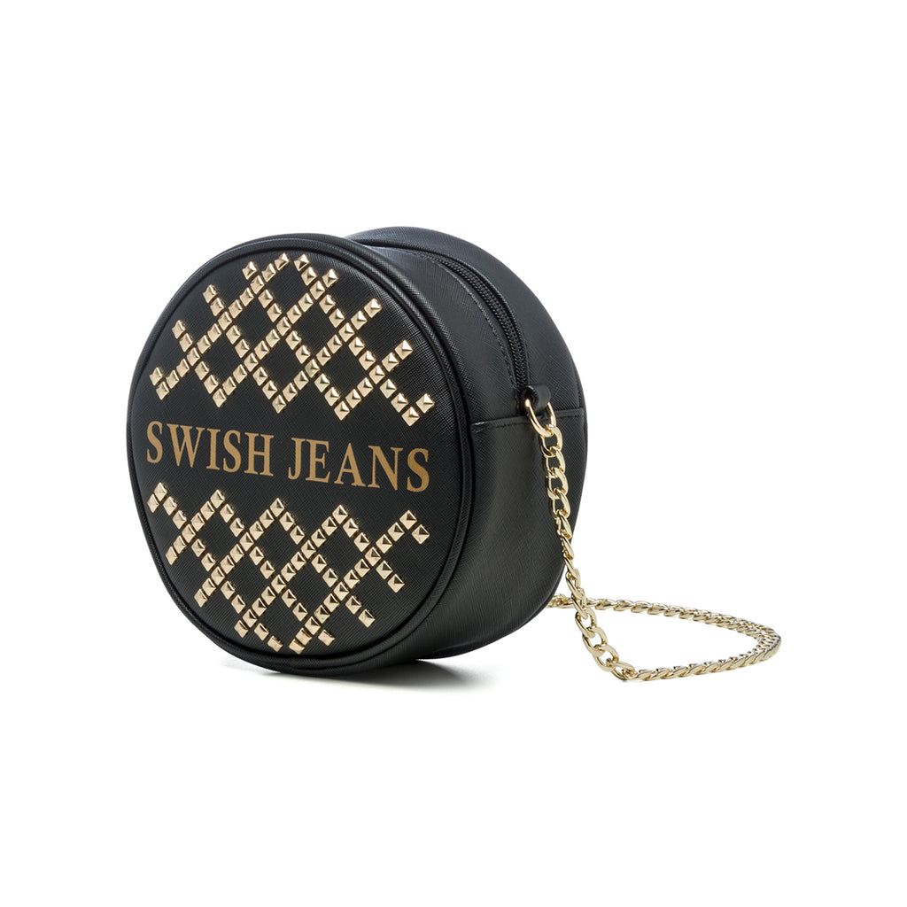 Borsa a tracolla nera con borchie a piramide Swish Jeans Thot