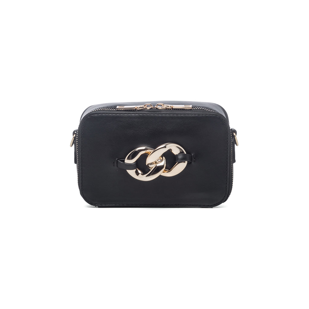 Borsa a tracolla nera con maxi-catena Lora Ferres