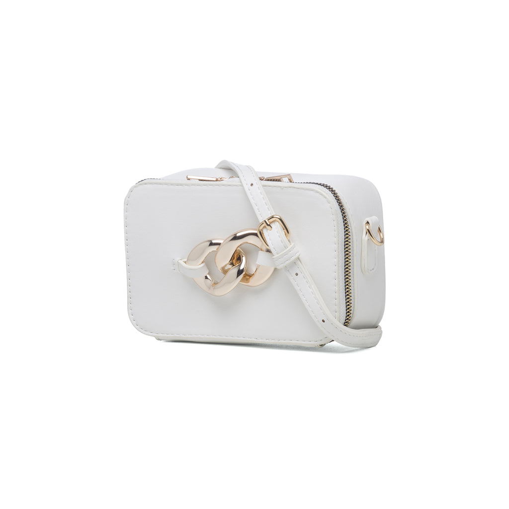 Borsa a tracolla bianca con maxi-catena Lora Ferres