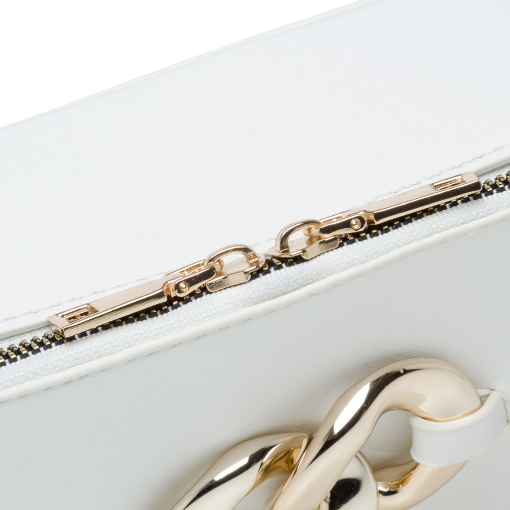 Borsa a tracolla bianca con maxi-catena Lora Ferres