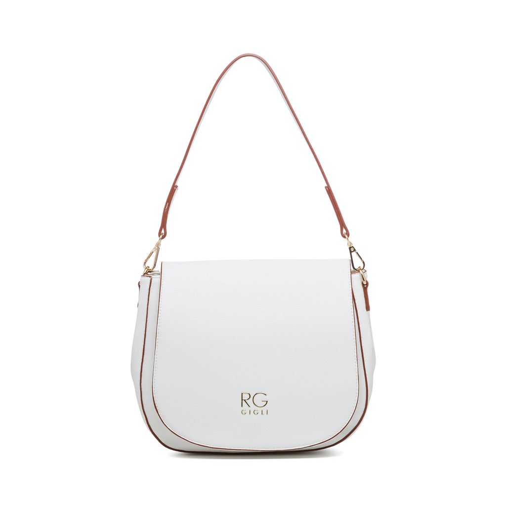 Borsa a tracolla bianca effetto martellato Romeo Gigli Nora