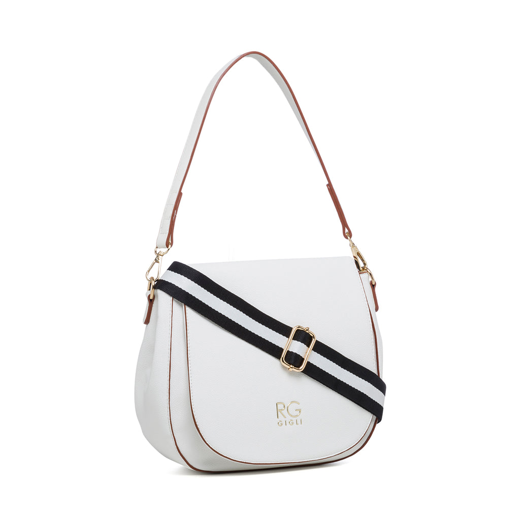 Borsa a tracolla bianca effetto martellato Romeo Gigli Nora