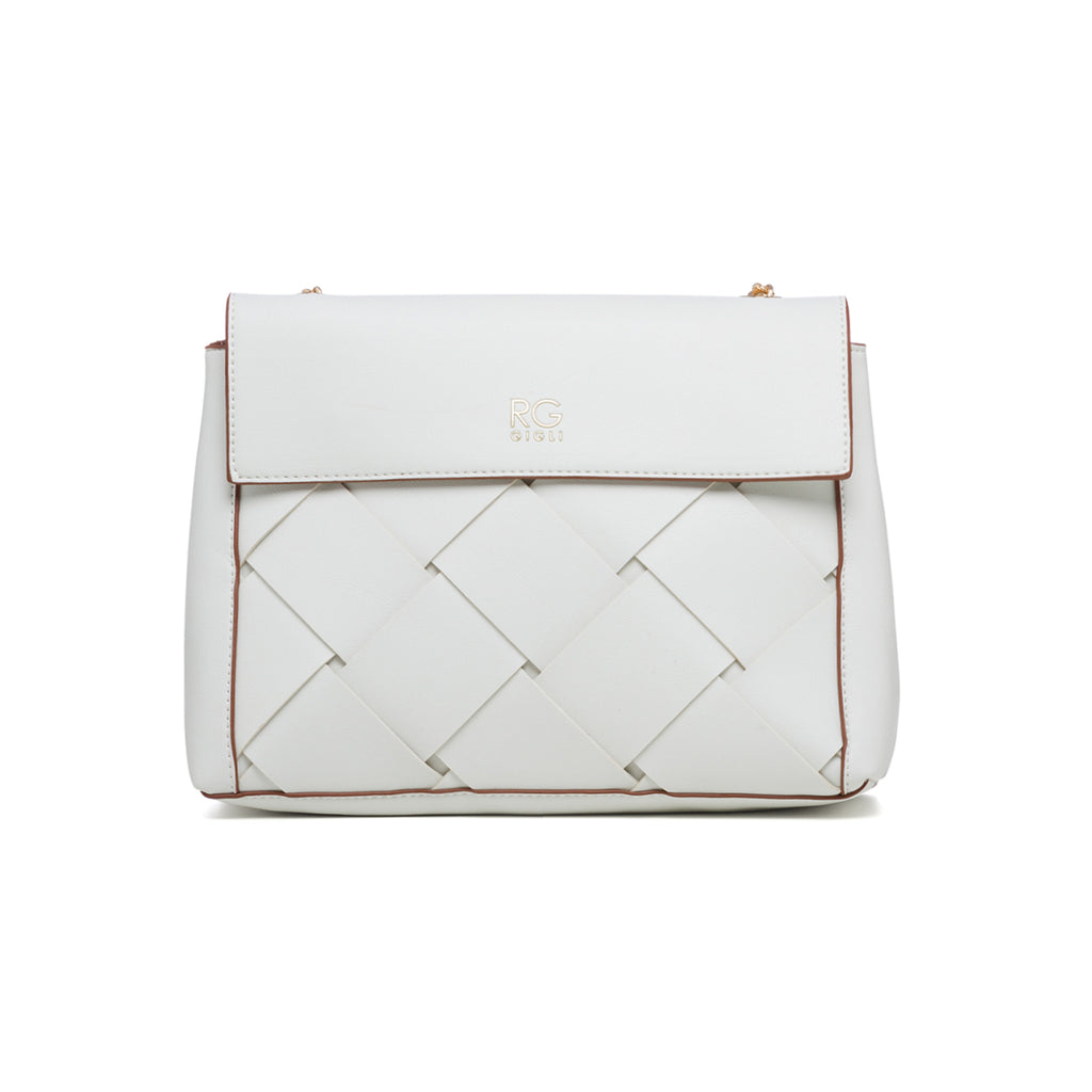 Borsa a tracolla bianca effetto intrecciato Romeo Gigli Zoey