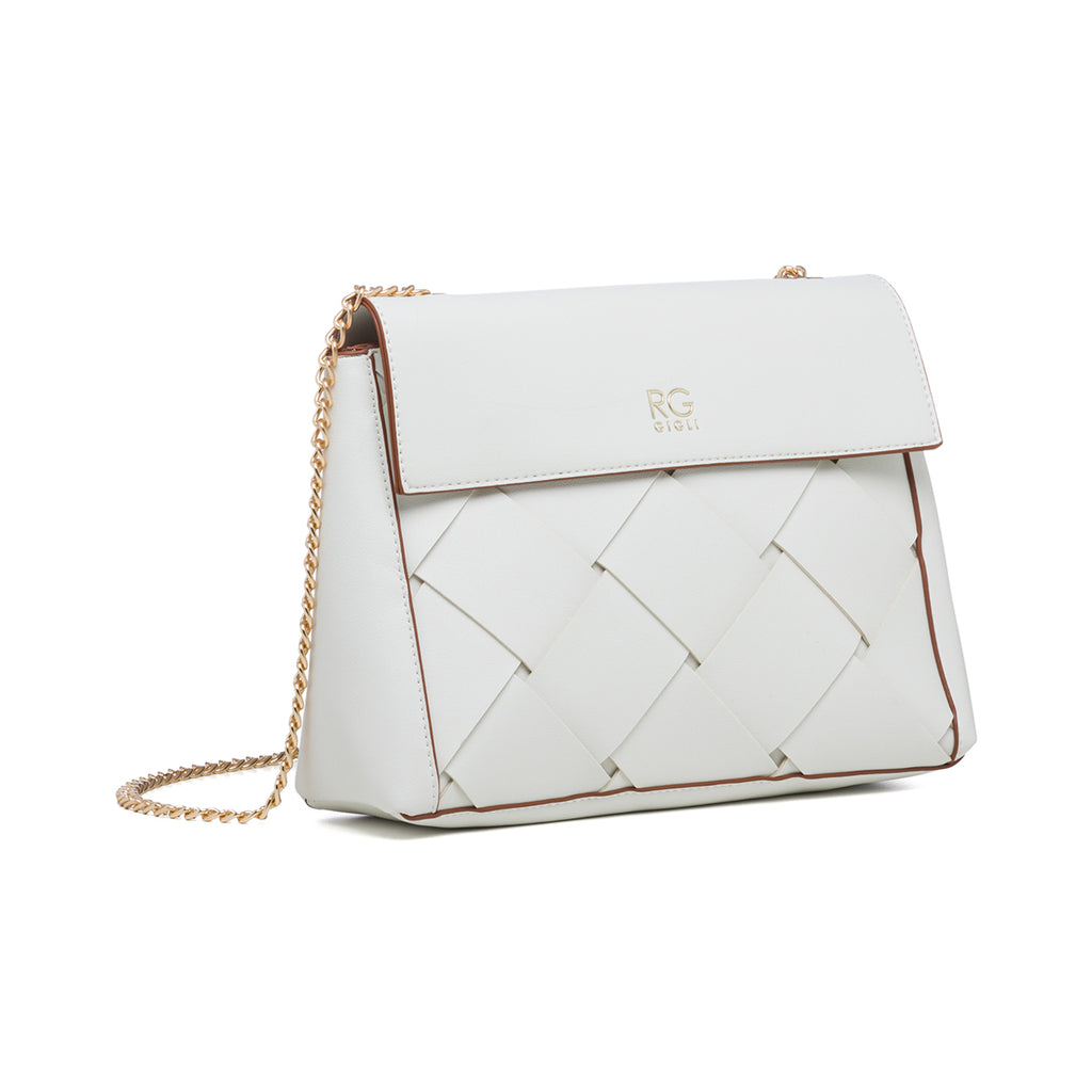 Borsa a tracolla bianca effetto intrecciato Romeo Gigli Zoey
