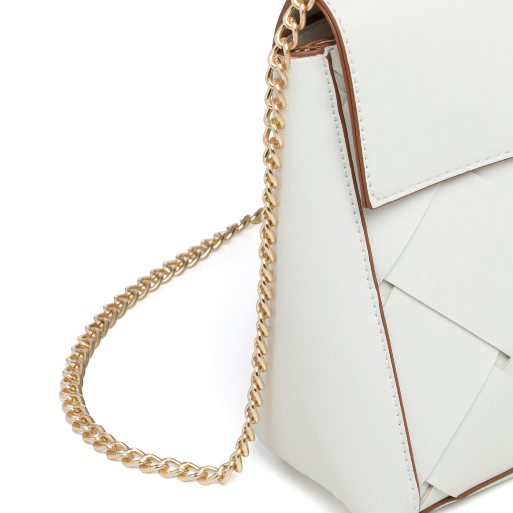 Borsa a tracolla bianca effetto intrecciato Romeo Gigli Zoey