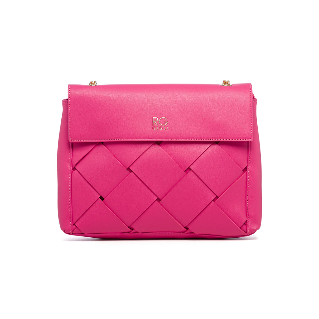 Borsa a tracolla fucsia effetto intrecciato Romeo Gigli Zoey