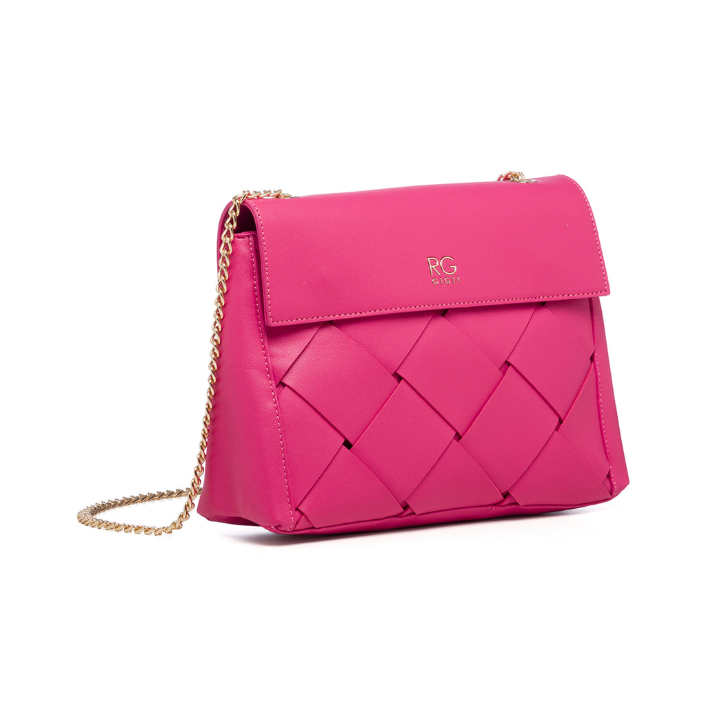 Borsa a tracolla fucsia effetto intrecciato Romeo Gigli Zoey