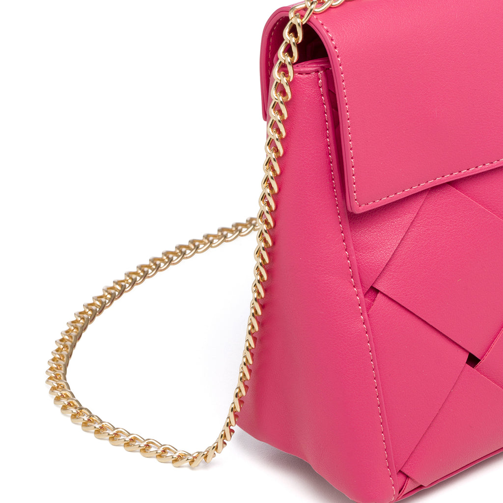 Borsa a tracolla fucsia effetto intrecciato Romeo Gigli Zoey