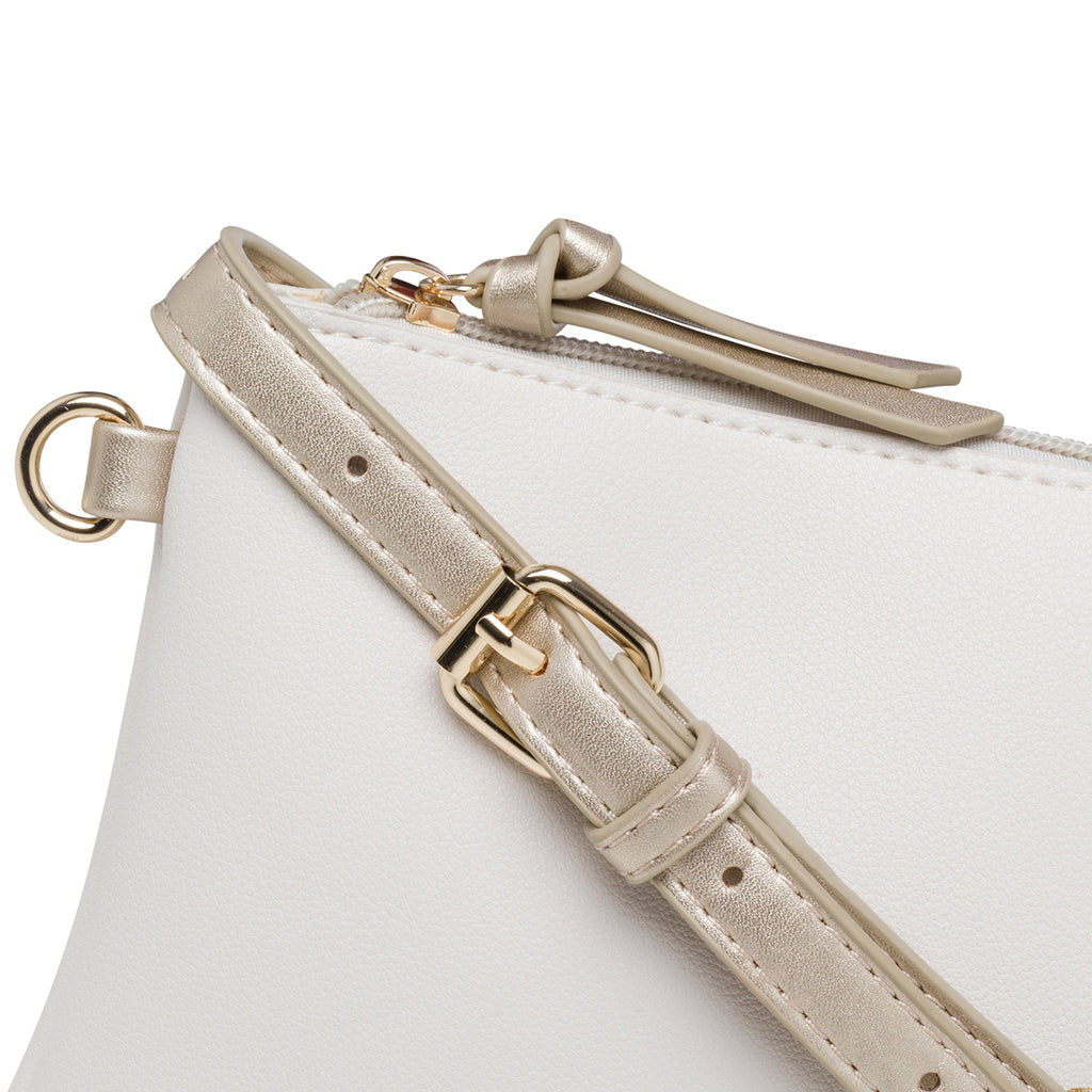 Borsa a tracolla bianca con logo glitterato Swish Jeans Abby