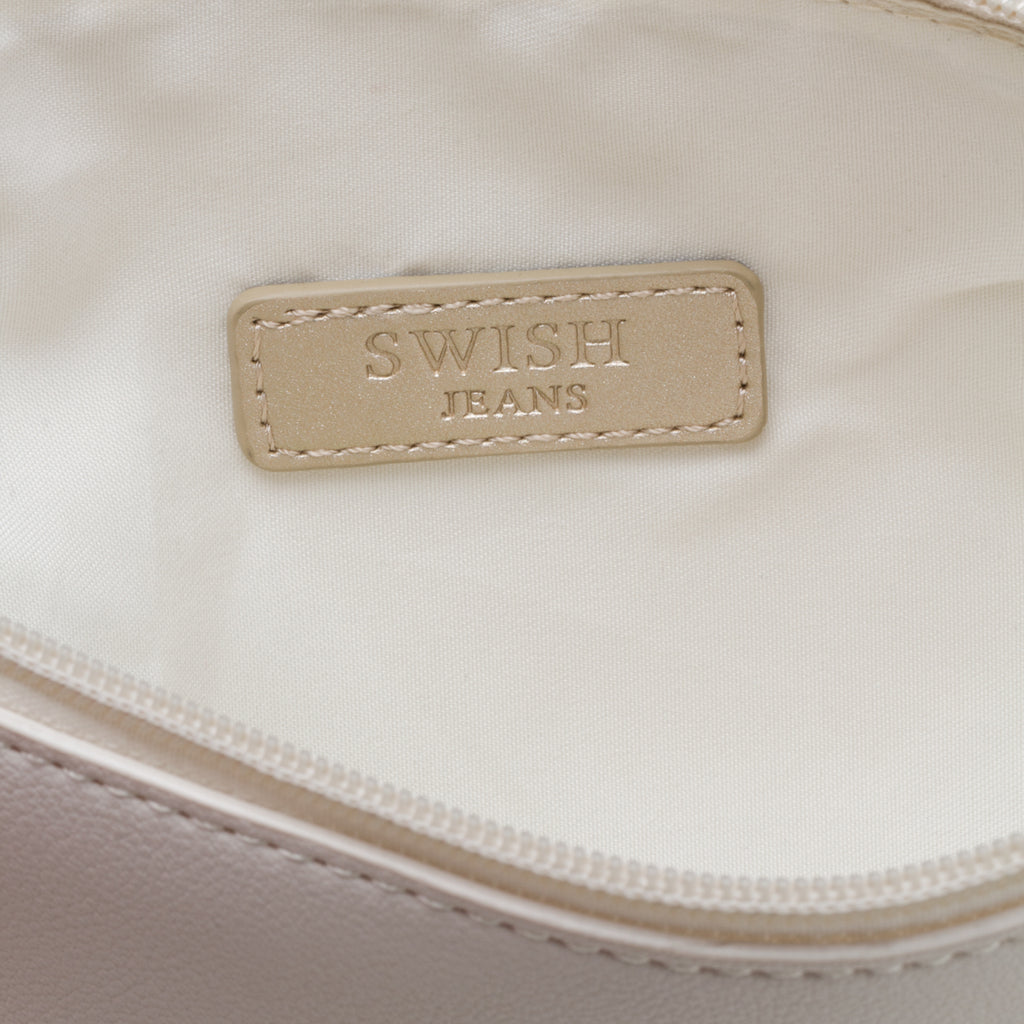 Borsa a tracolla bianca con logo glitterato Swish Jeans Abby
