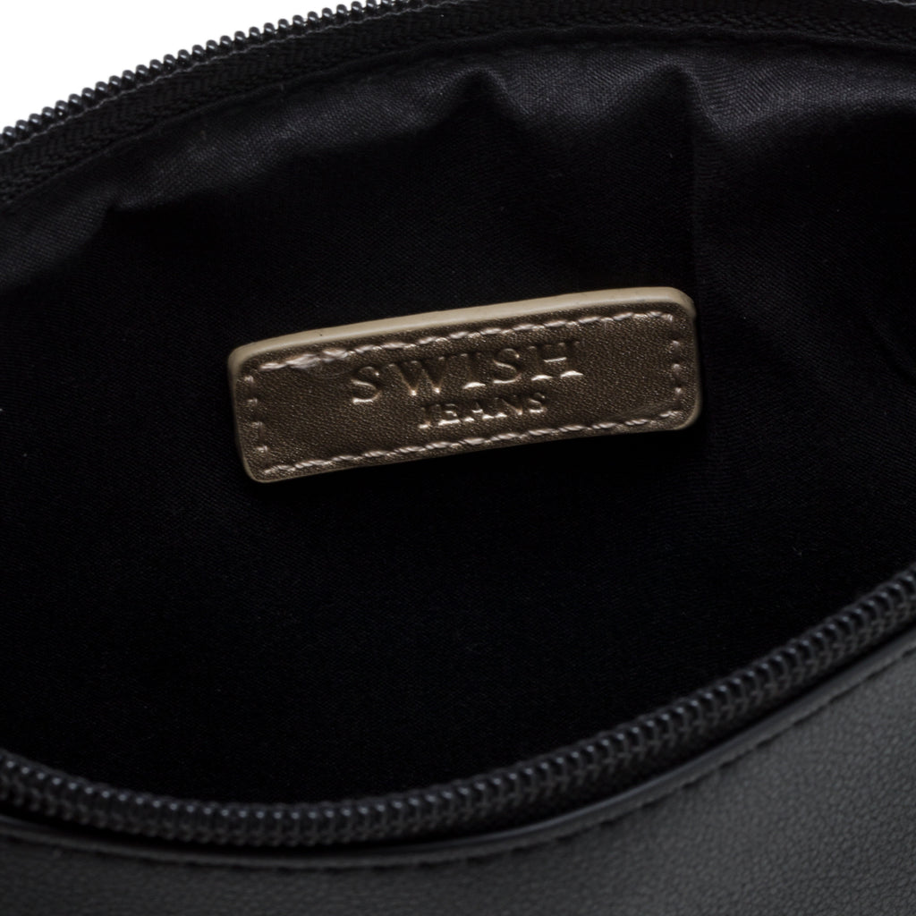 Borsa a tracolla nera con logo glitterato Swish Jeans Abby